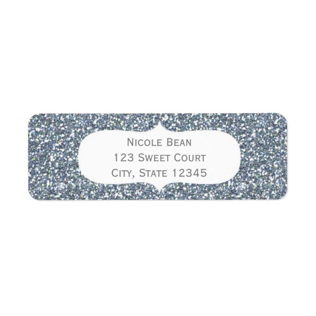 Silver Glitter Glamour Birthday Address Labels (Front)