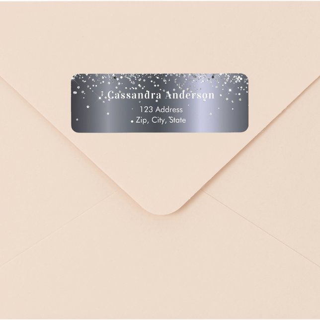 Silver glitter glamourous return address label (Creator Uploaded)