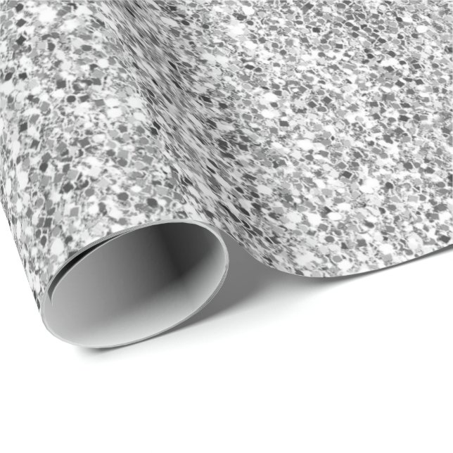 Silver Glitter Glitz         Wrapping Paper (Roll Corner)