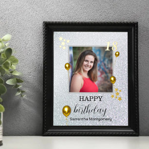 Silver Glitter Gold Balloons Happy Birthday Foil Prints