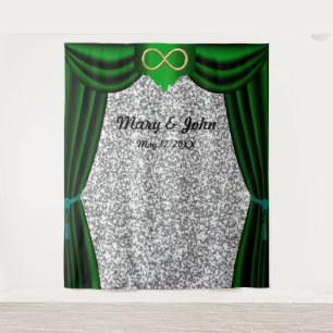 Silver Glitter Gold Infinity Green Curtain Tapestry