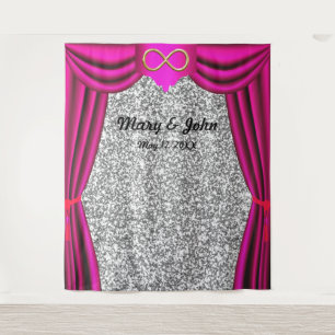 Silver Glitter Gold Infinity Pink Curtain Backdrop Tapestry