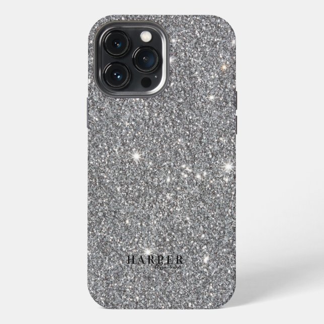 Silver Glitter Gradient Custom Name  iPhone Case (Back)
