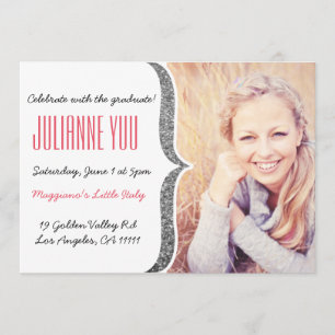 Silver Glitter Graduation 2015 Personalised Invite