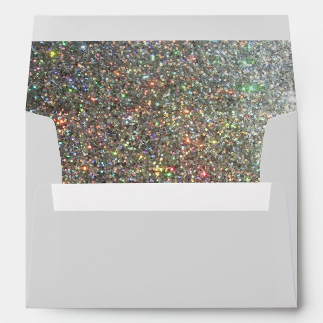 Silver Glitter & Grey Sparkle Envelope (Back (Bottom))