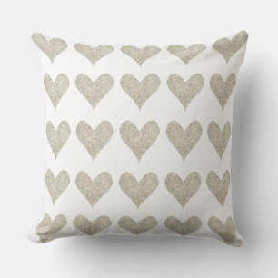 Silver Glitter Heart Cushion
