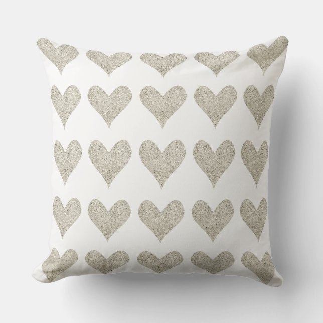 Silver Glitter Heart Cushion (Front)