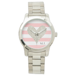Silver Glitter Heart Watch