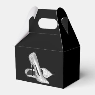 Silver Glitter High Heel Shoe Favour Box