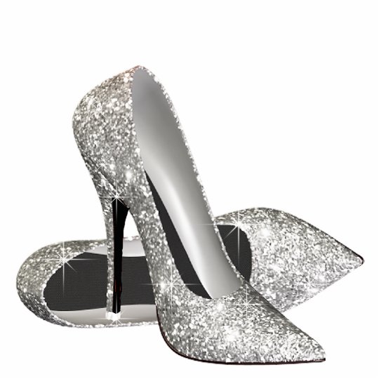 Silver Glitter High Heel Shoes Standing 