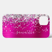 Silver Glitter Hot Pink Foil Girly Signature Case-Mate iPhone Case (Back (Horizontal))
