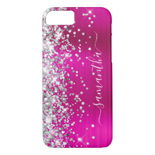 Silver Glitter Hot Pink Foil Girly Signature Case-Mate iPhone Case