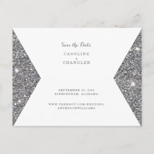 Silver Glitter Image Wedding Save the Date  Postcard