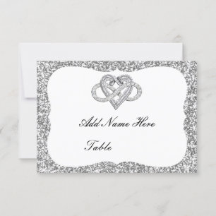 Silver Glitter Infinity Heart Table Place Card