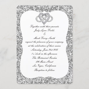 Silver Glitter Infinity Heart Wedding Invitation