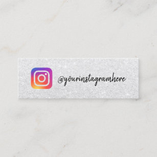 Silver glitter Instagram logo social media script Calling Card