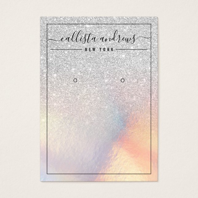 Silver Glitter Iridescent Earring Display Card (Front)