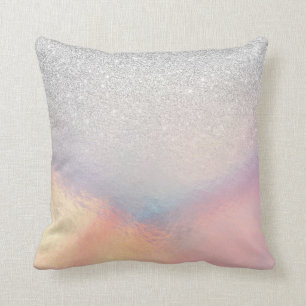 Silver Glitter Iridescent Holographic Gradient Cushion