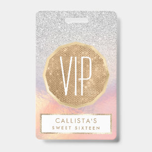 Silver Glitter Iridescent Holographic Gradient ID Badge