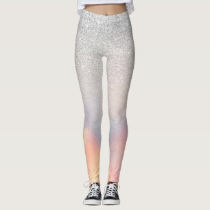 Silver Glitter Iridescent Holographic Gradient Leggings