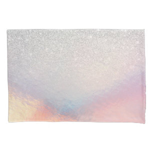 Silver Glitter Iridescent Holographic Gradient Pillowcase