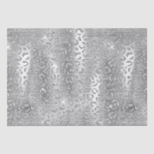 Silver Glitter Leopard Spots Metallic Animal Tissue Paper
