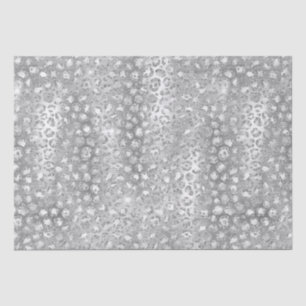 Silver Glitter Leopard Spots Metallic Animal Tissue Paper