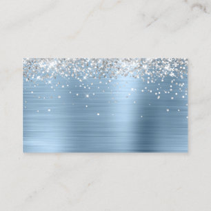 Silver Glitter Light Blue Foil Blank Place Card