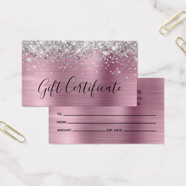 Silver Glitter Light Pink Foil Gift Certificate (Office)