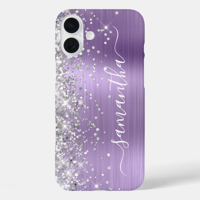 Silver Glitter Light Purple Metallic Girly Case-Mate iPhone Case (Back)