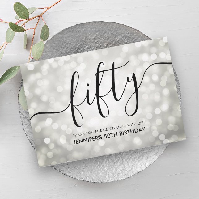 Silver Glitter Lights 50th Birthday Thank You (Silver Glitter Lights 50th Birthday Thank You)