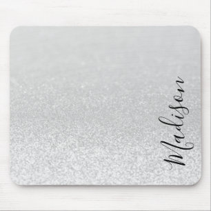 Silver Glitter Lights Personalised Mouse Pad