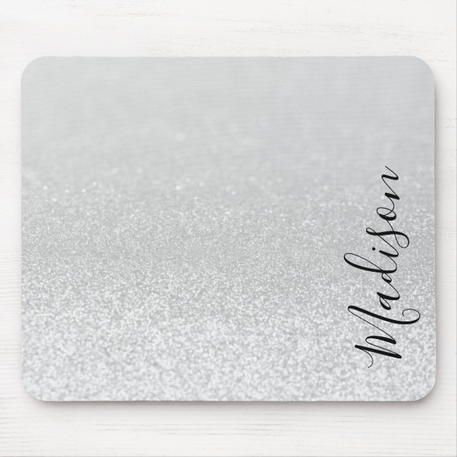 Silver Glitter Lights Personalised Mouse Pad (Front)