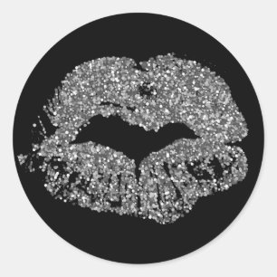Silver Glitter Lips Sticker