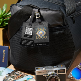 Silver Glitter Logo Luxury Business Branding Chic Luggage Tag