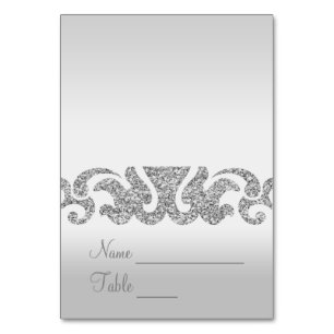Silver Glitter Look Wedding Escort Cards