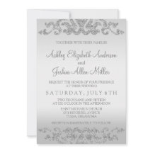 Silver Glitter Look Wedding Invitations