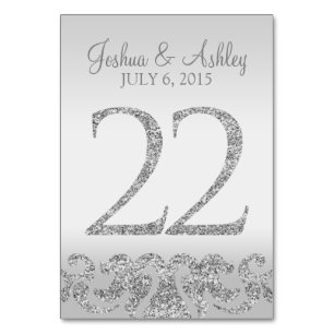Silver Glitter Look Wedding Table Numbers-22 Table Number