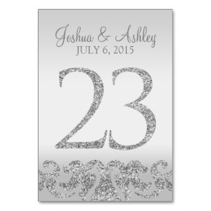 Silver Glitter Look Wedding Table Numbers-23 Table Number