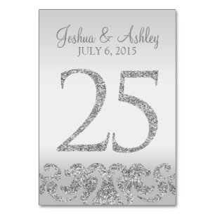 Silver Glitter Look Wedding Table Numbers-25 Number