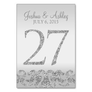 Silver Glitter Look Wedding Table Numbers-27 Number