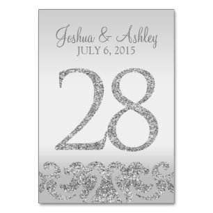 Silver Glitter Look Wedding Table Numbers-28 Table Number