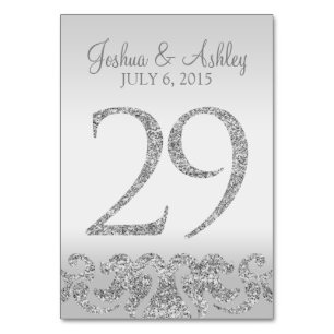 Silver Glitter Look Wedding Table Numbers-29 Table Number