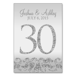 Silver Glitter Look Wedding Table Numbers-30 Table Number