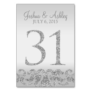 Silver Glitter Look Wedding Table Numbers-31 Number
