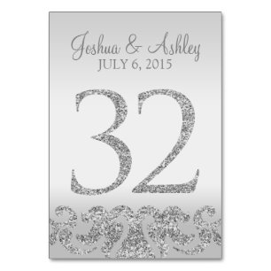Silver Glitter Look Wedding Table Numbers-32 Table Number