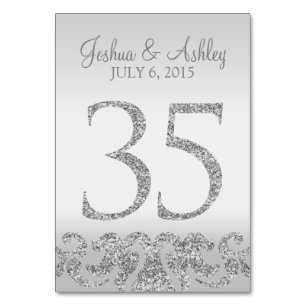 Silver Glitter Look Wedding Table Numbers-35 Table Number