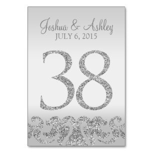Silver Glitter Look Wedding Table Numbers-38 Table Number