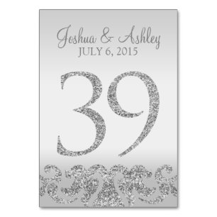 Silver Glitter Look Wedding Table Numbers-39 Table Number