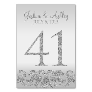 Silver Glitter Look Wedding Table Numbers-41 Table Number